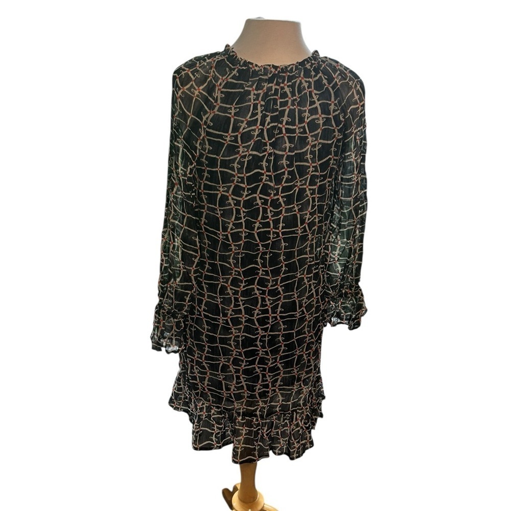VELVET By Graham & Spencer Zurich Print Dress Long Sleeve Shift Black Size XS - Picture 3 of 13